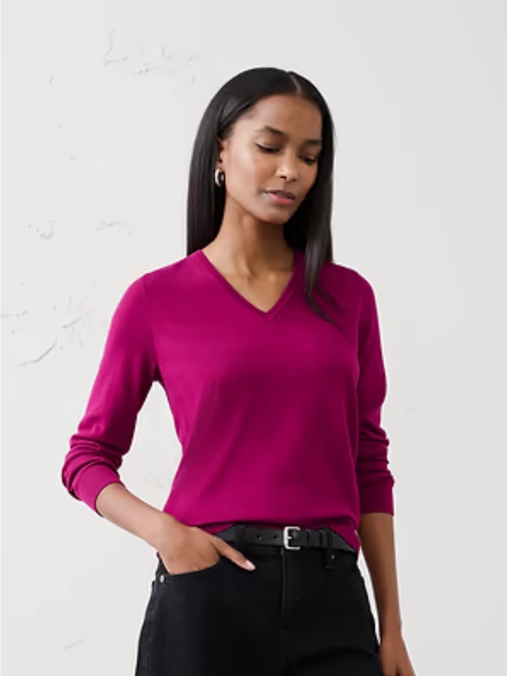 Banana Republic Forever V-Neck.  Berry/Pink